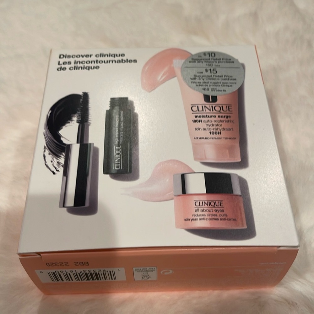 3 NWT Clinique Set $50 Value AllAboutEyes MoistureSurge & Mascara New in Box